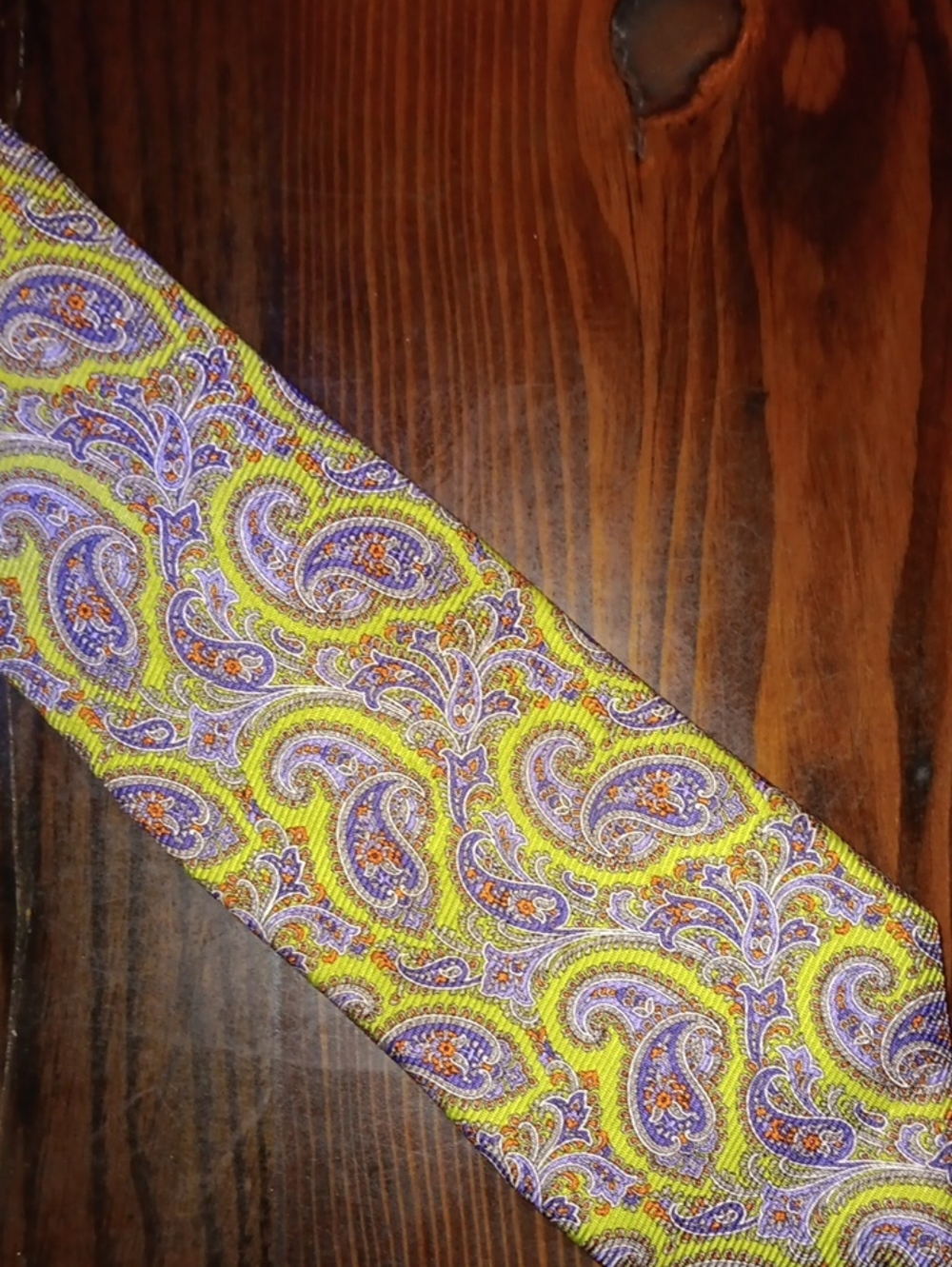 Robert Talbott Lime and Lavender Paisley Silk Tie